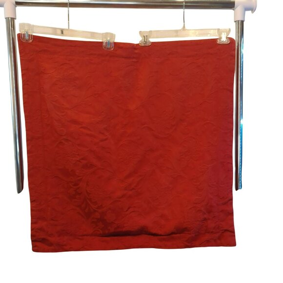 Pamela Kline Crimson Red Damask Pillow Shams Set of 2 Cotton 24x24 Square - Picture 2 of 7